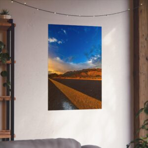 Golden Hour Desert Road to the Mountains – Southwest Landscape Photography