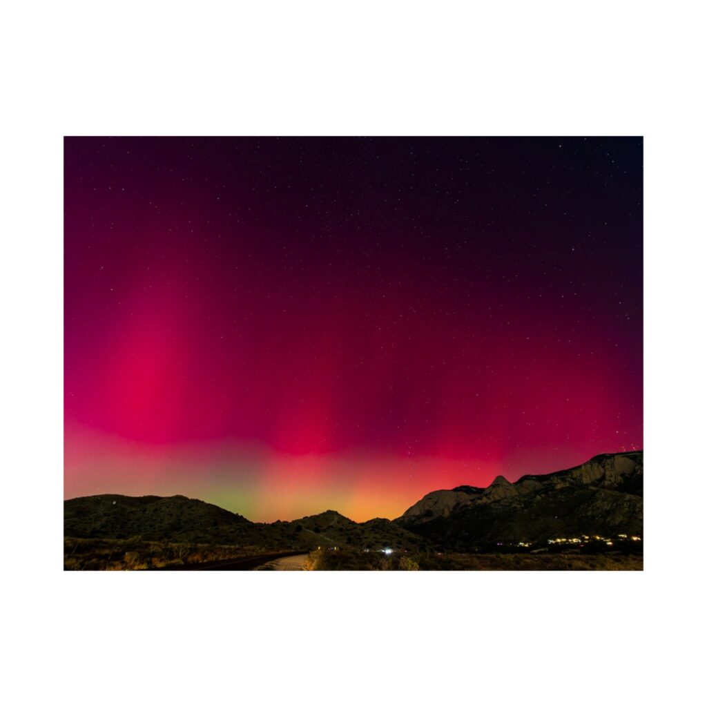New Mexico Sandia Mountain - Aurora Lights Home Decor, Night Sky Wall Art, Unique Gift for Nature Lovers, Modern Interior Design