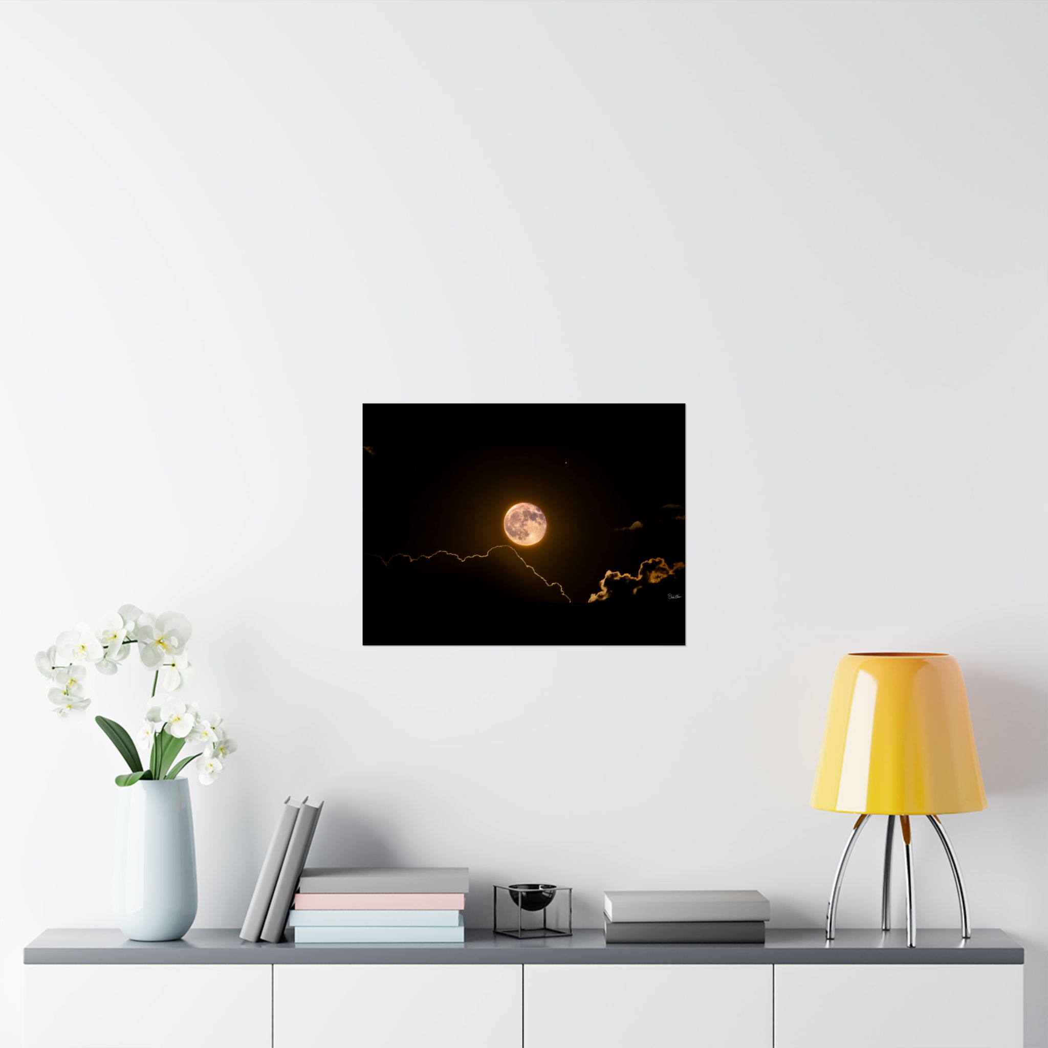 Supermoon Through the Clouds — Golden Full Moon Wall Art - Image 5