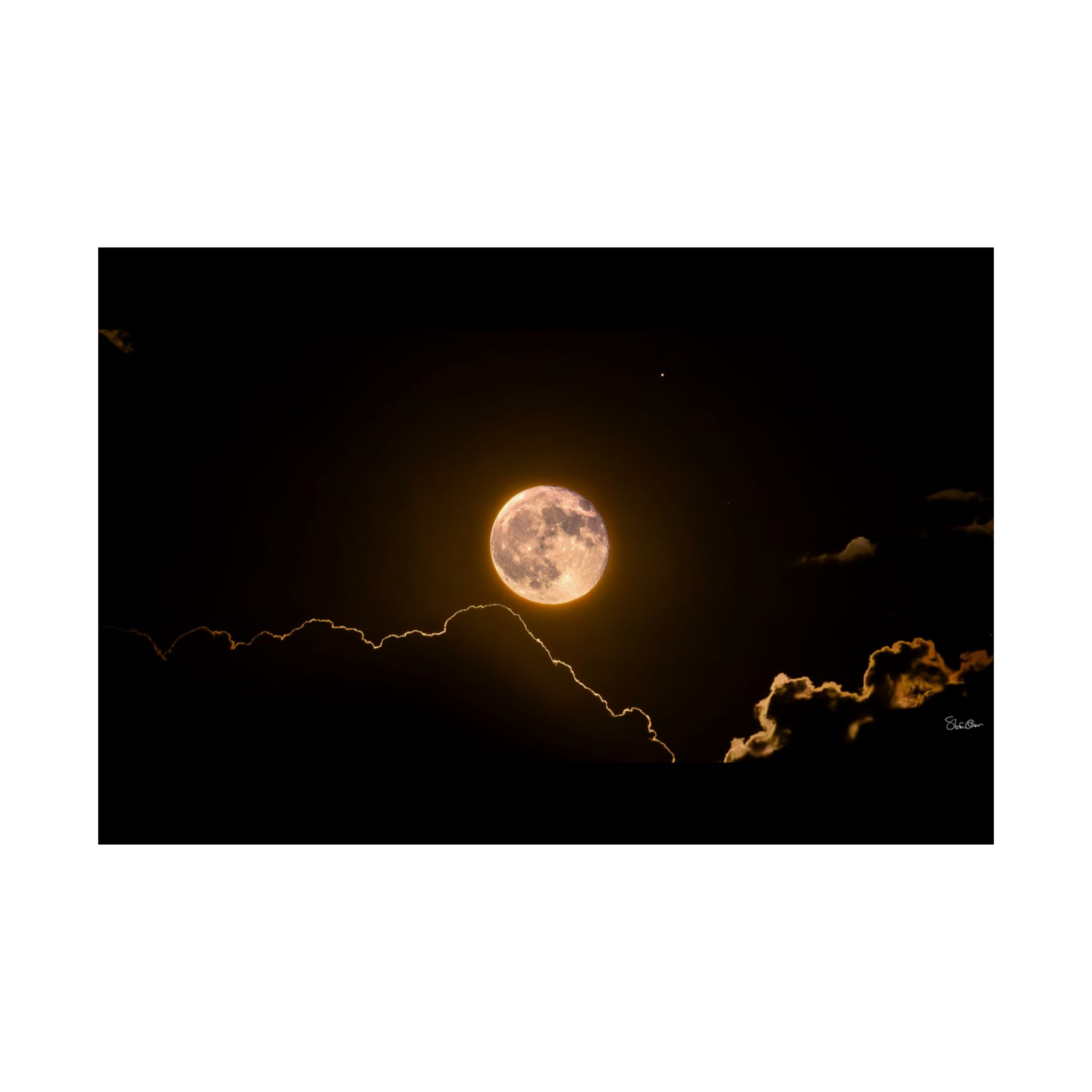 Supermoon Through the Clouds — Golden Full Moon Wall Art