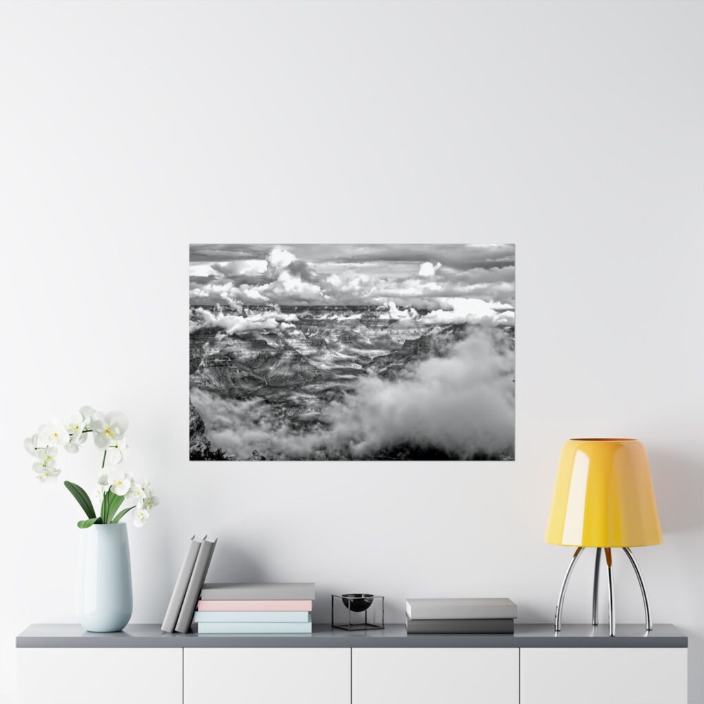 Eternal Silence – Grand Canyon in Black and White from the South Rim, Minimalist Wall Art for Home Decor, Gift for Nature Lovers, Modern Art Prints
