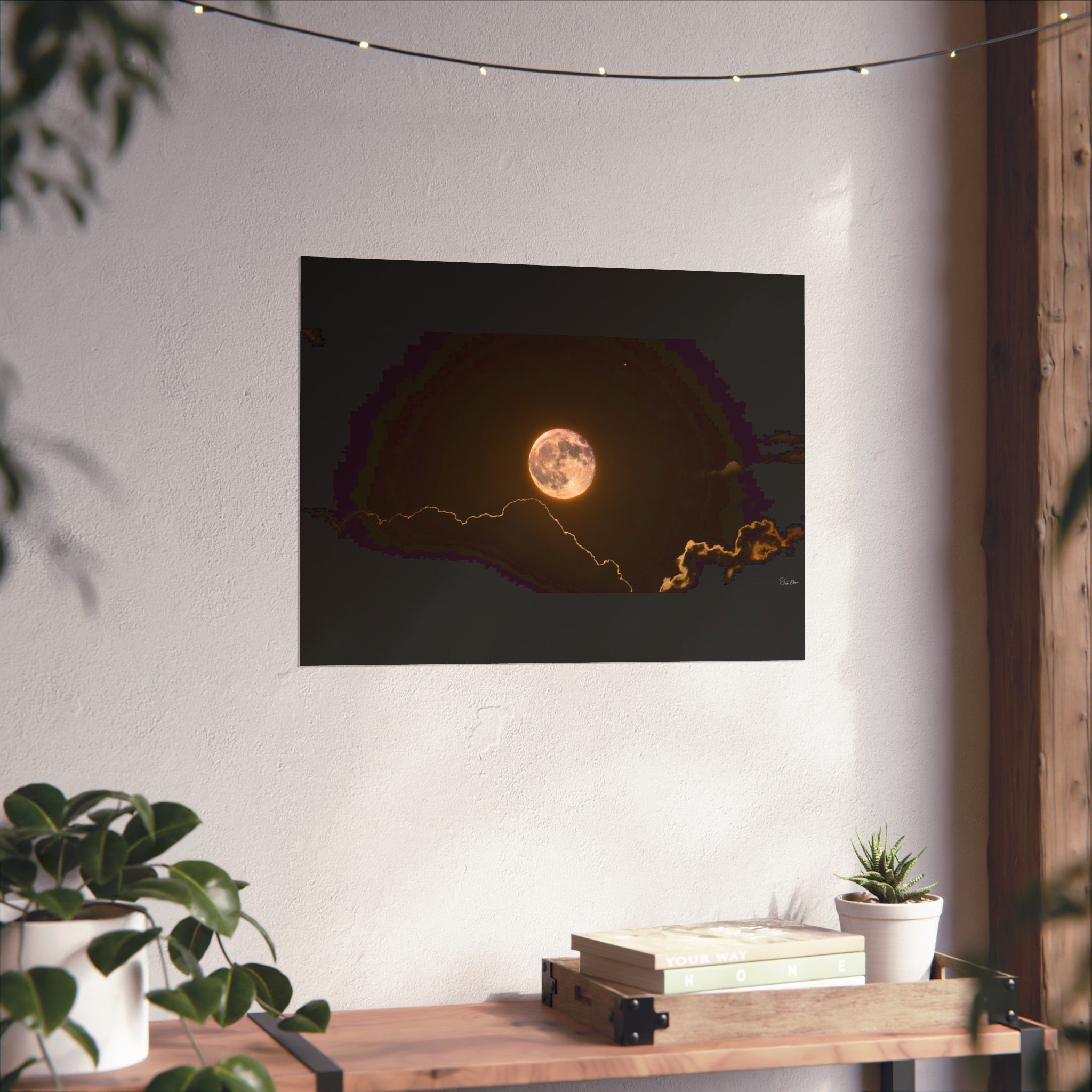 Supermoon Through the Clouds — Golden Full Moon Wall Art - Image 8