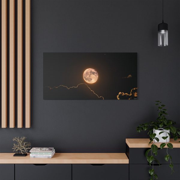 Full Moon Over Cloudscape Satin Canvas Print — Stretched Wall Art