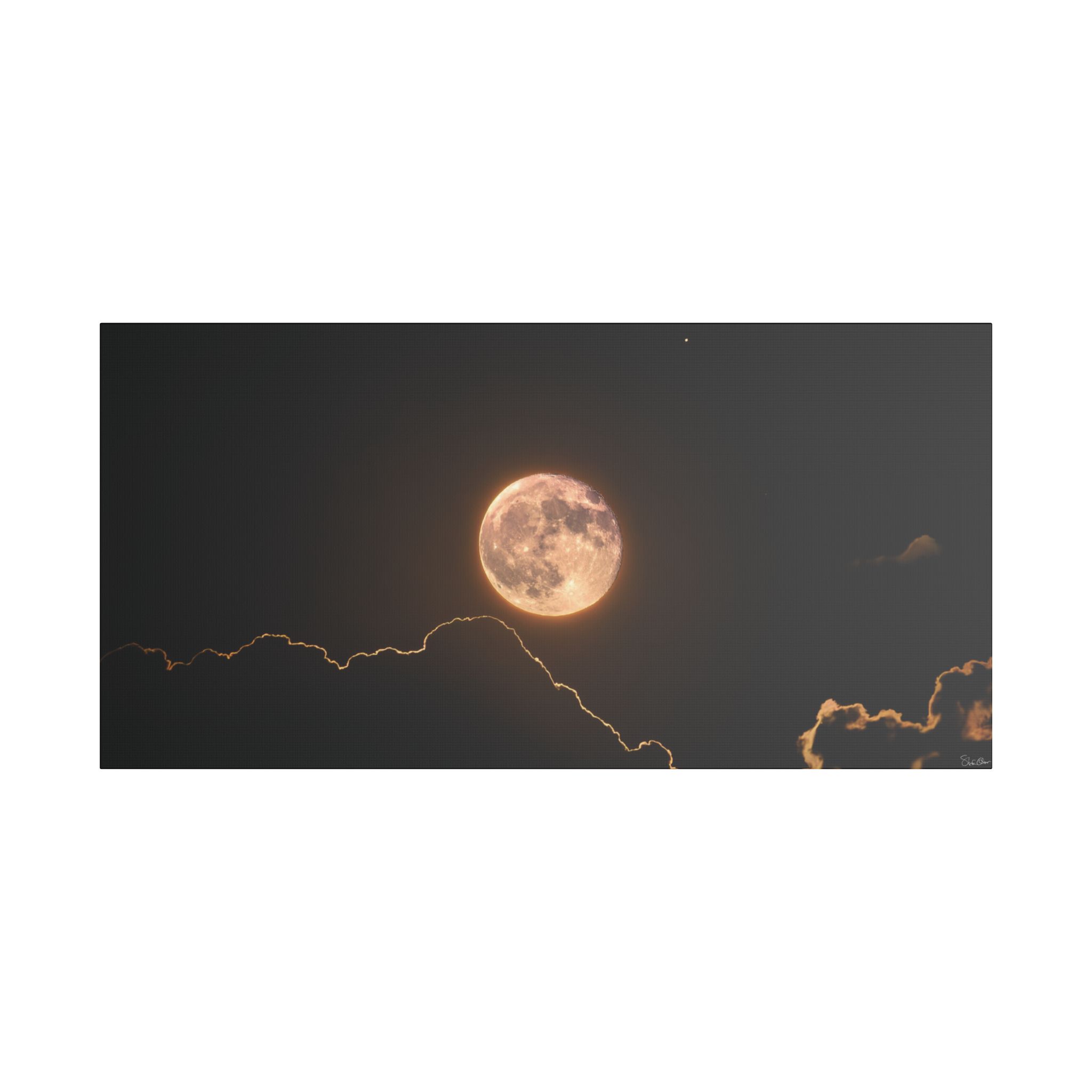 Full Moon Over Cloudscape Satin Canvas Print — Stretched Wall Art - Image 3