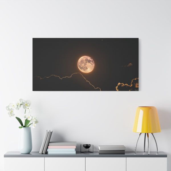 Full Moon Over Cloudscape Satin Canvas Print — Stretched Wall Art