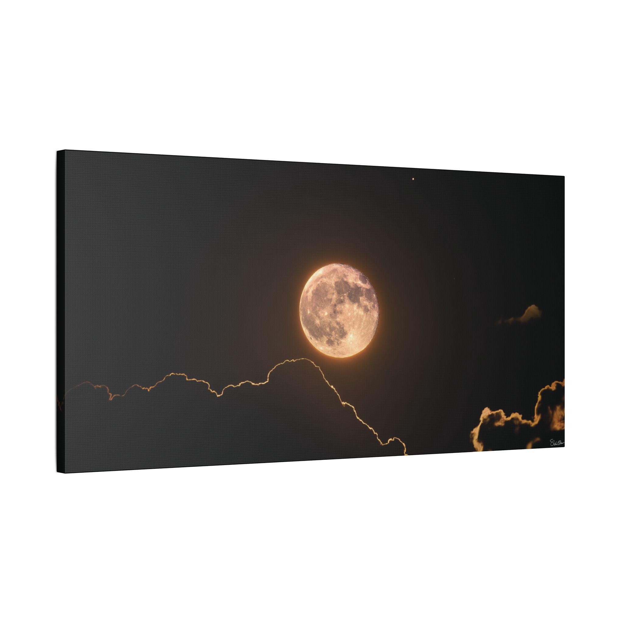 Full Moon Over Cloudscape Satin Canvas Print — Stretched Wall Art - Image 4